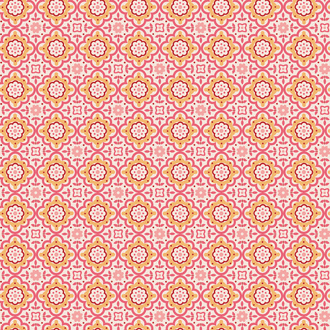 Piece & Plenty Fabric by Lori Holt for Riley Blake - Pink and Yellow Floral Medallion Fabric