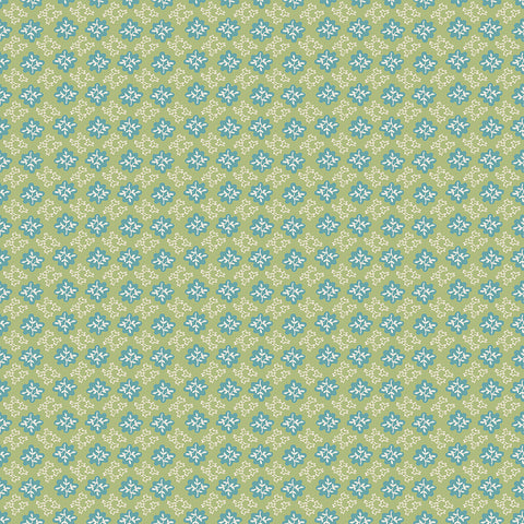 Piece & Plenty Fabric by Lori Holt for Riley Blake - Green and Blue Small Vintage Floral Fabric