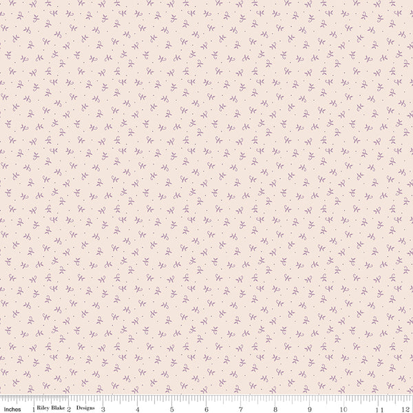 Piece & Plenty Fabric by Lori Holt for Riley Blake - Beige and Purple Small Sprout Fabric