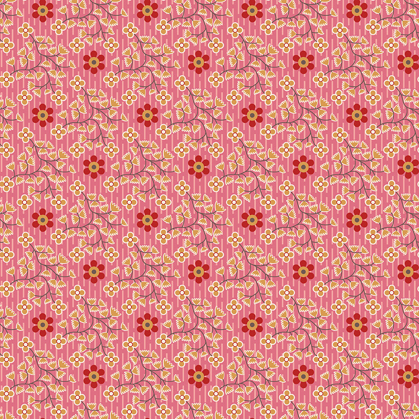 Gentler Times Fabric by Lori Holt for Riley Blake - Pink Floral Fabric