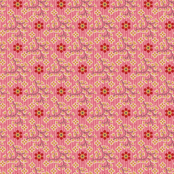 Gentler Times Fabric by Lori Holt for Riley Blake - Pink Floral Fabric