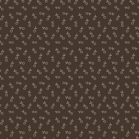 Gentler Times Fabric by Lori Holt for Riley Blake - Dark Gray and Beige Tiny Floral Fabric