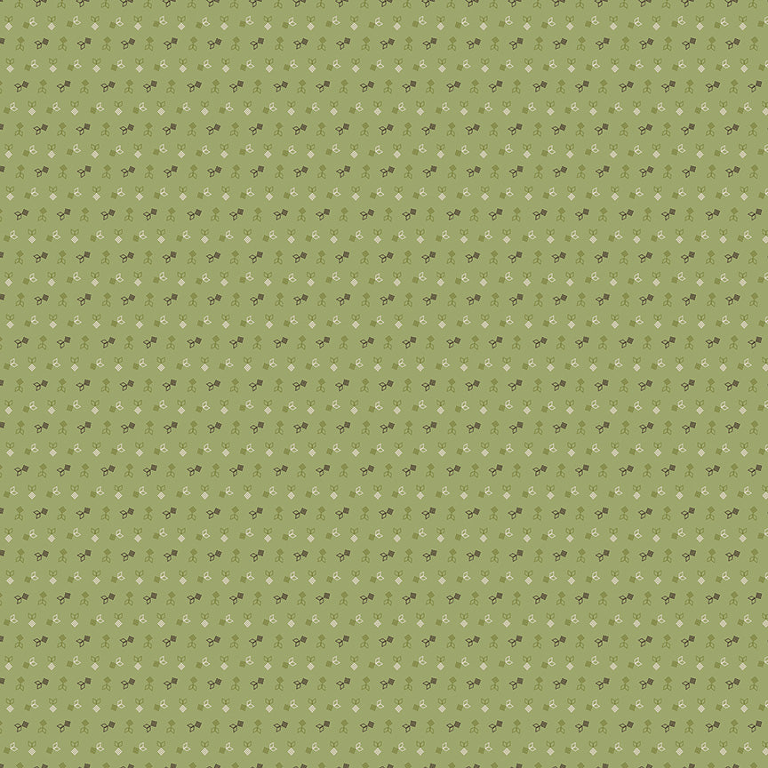 Gentler Times Fabric by Lori Holt for Riley Blake - Green Tiny Geometric Print Fabric
