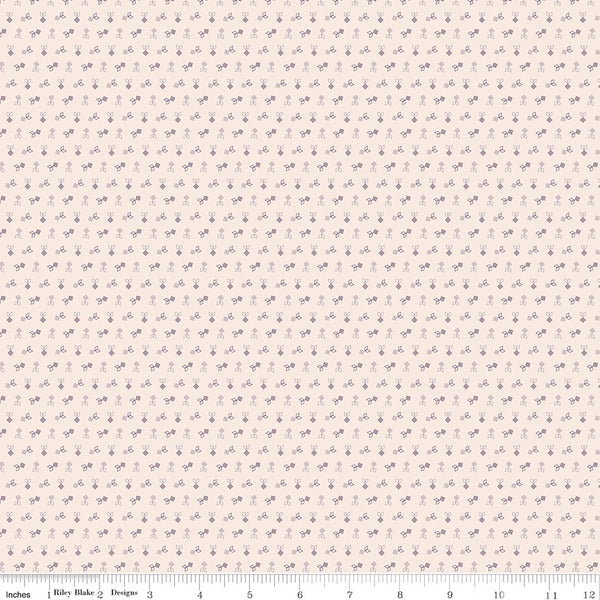 Gentler Times Fabric by Lori Holt for Riley Blake - Beige and Plum Tiny Geometric Print Fabric