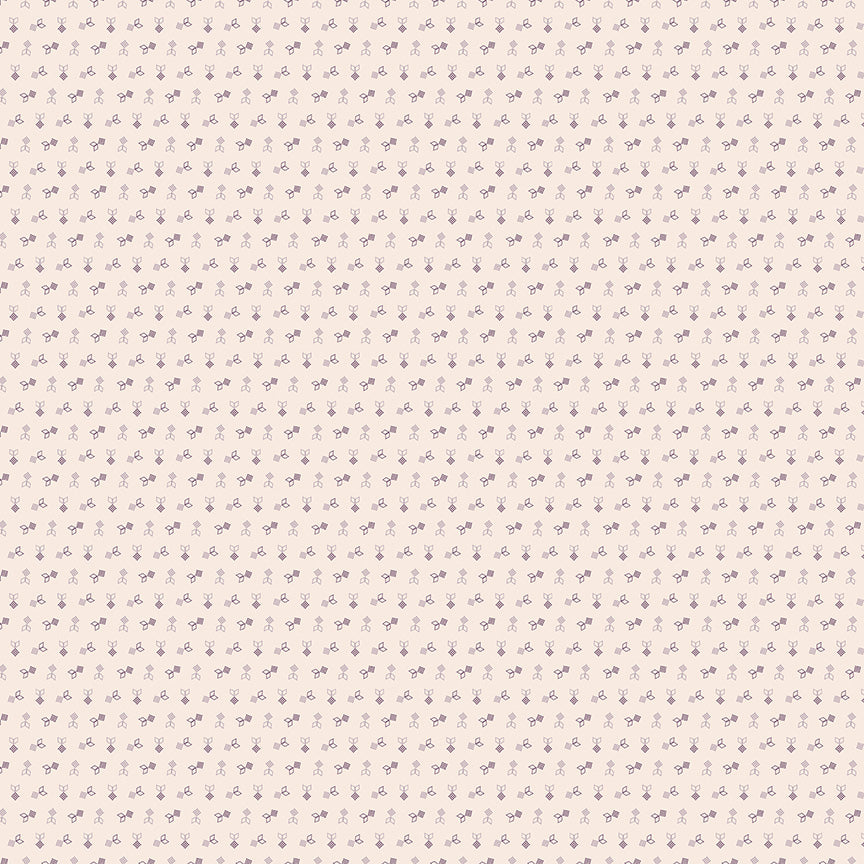 Gentler Times Fabric by Lori Holt for Riley Blake - Beige and Plum Tiny Geometric Print Fabric