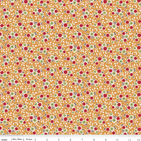 Gentler Times Fabric by Lori Holt for Riley Blake - Yellow Gold Small Floral Fabric