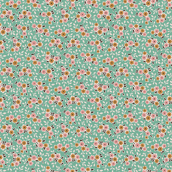 Gentler Times Fabric by Lori Holt for Riley Blake - Sea Glass Green Small Floral Fabric