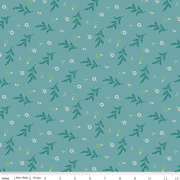 Lori Holt Gentler Times Fabric Fat Quarter Bundle - 5pc Teal Color Bundle