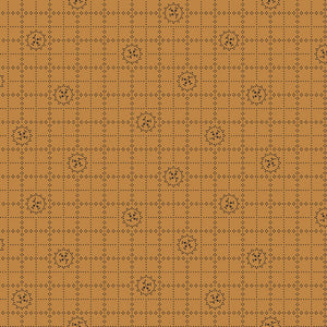 Gentler Times Fabric by Lori Holt for Riley Blake - Dark Yellow Gold Small Floral Plaid Fabric