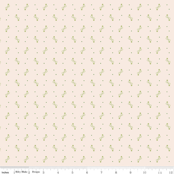 Gentler Times Fabric by Lori Holt for Riley Blake - Beige and Green Tiny Print Fabric