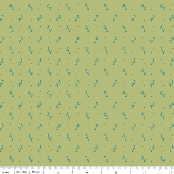 Gentler Times Fabric by Lori Holt for Riley Blake - Green Tiny Print Fabric