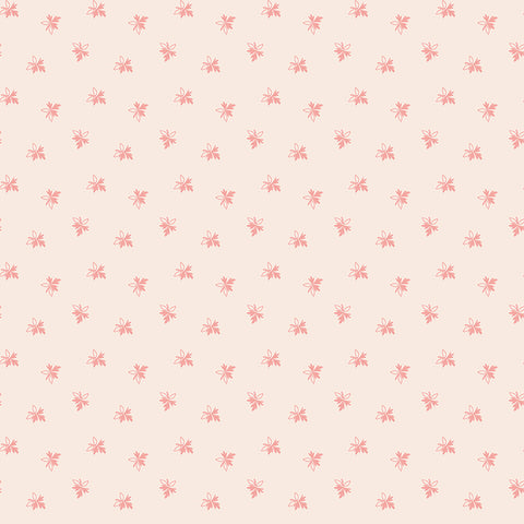 Gentler Times Fabric by Lori Holt for Riley Blake - Beige and Coral Tiny Leaf Fabric