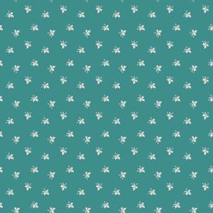 Gentler Times Fabric by Lori Holt for Riley Blake - Teal Green Small Leaf Fabric