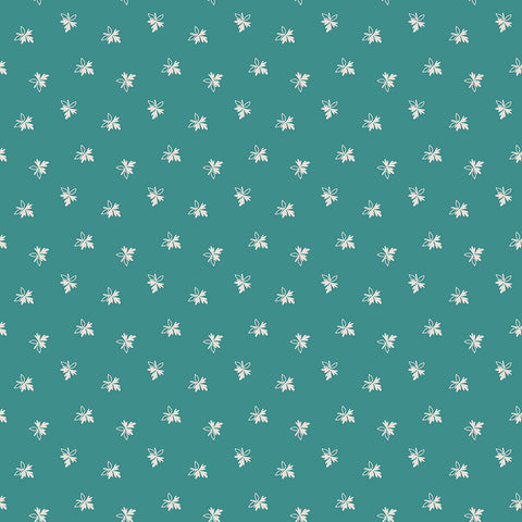 Gentler Times Fabric by Lori Holt for Riley Blake - Teal Green Tiny Leaf Fabric