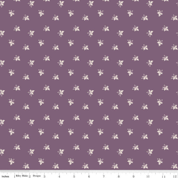 Gentler Times Fabric by Lori Holt for Riley Blake - Purple Tiny Leaf Fabric
