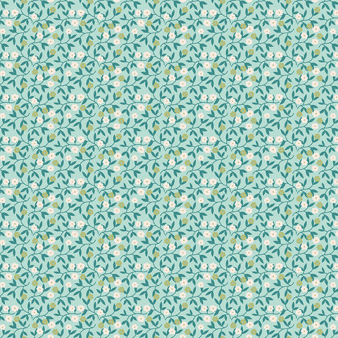 Gentler Times Fabric by Lori Holt for Riley Blake - Aqua Small Floral Fabric