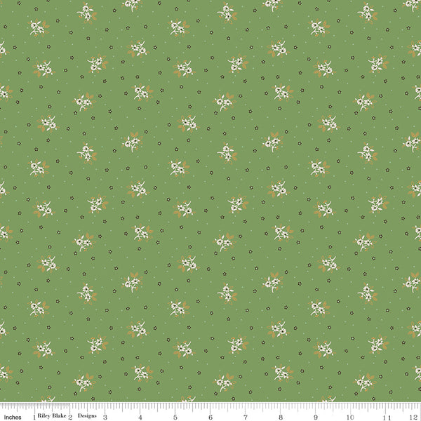 Gentler Times Fabric by Lori Holt for Riley Blake - Green Tiny Floral Fabric