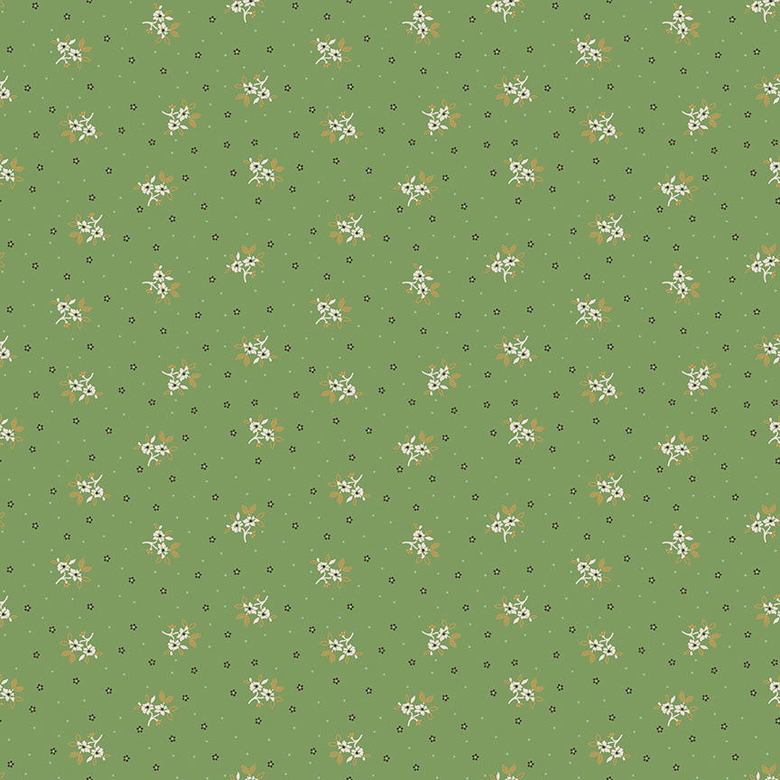 Gentler Times Fabric by Lori Holt for Riley Blake - Green Tiny Floral Fabric