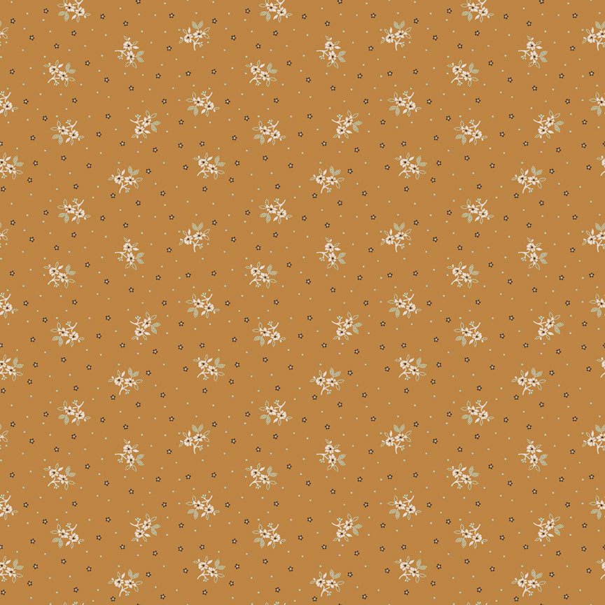 Gentler Times Fabric by Lori Holt for Riley Blake - Butterscotch Tiny Floral Fabric