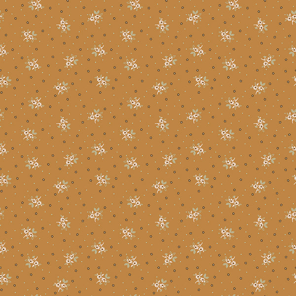 Gentler Times Fabric by Lori Holt for Riley Blake - Butterscotch Tiny Floral Fabric