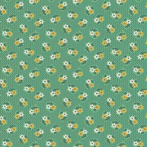 Gentler Times Fabric by Lori Holt for Riley Blake - Green and Yellow Small Floral Fabric