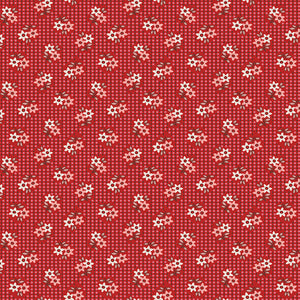 Gentler Times Fabric by Lori Holt for Riley Blake - Red Pink and Beige Small Floral Fabric
