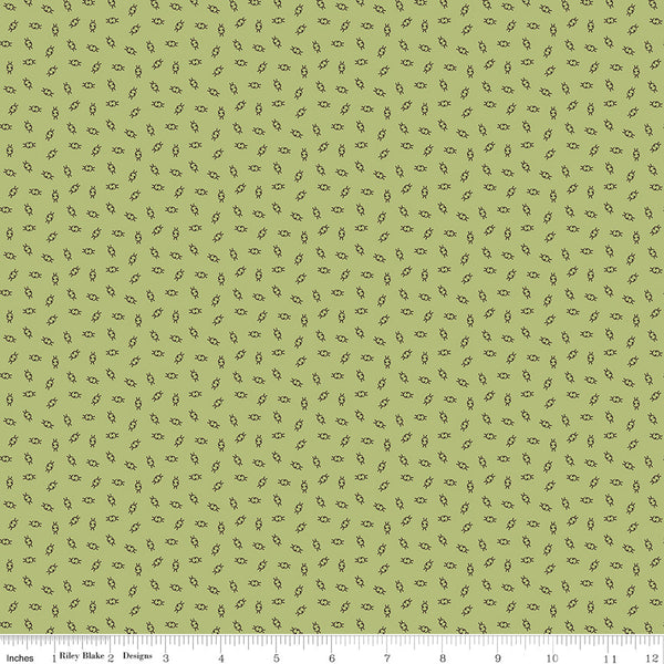Gentler Times Fabric by Lori Holt for Riley Blake - Green and Black Tiny Geometric Fabric