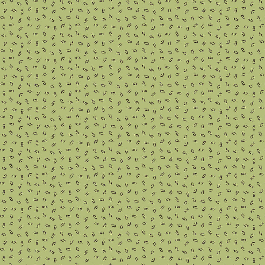 Gentler Times Fabric by Lori Holt for Riley Blake - Green and Black Tiny Geometric Fabric