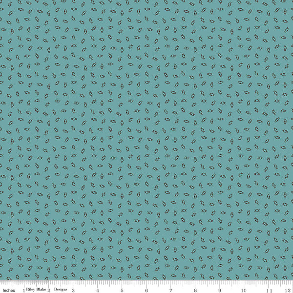 Lori Holt Gentler Times Fabric Fat Quarter Bundle - 5pc Teal Color Bundle