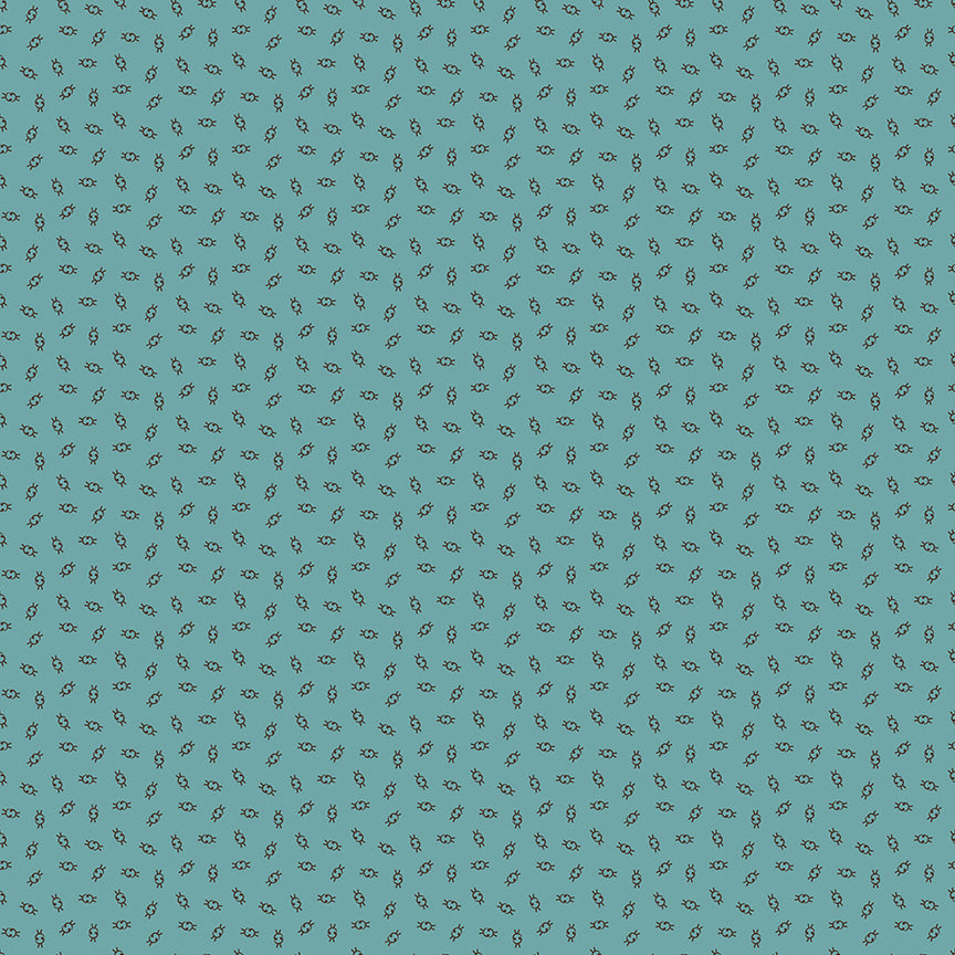 Gentler Times Fabric by Lori Holt for Riley Blake - Teal and Black Tiny Geometric Fabric