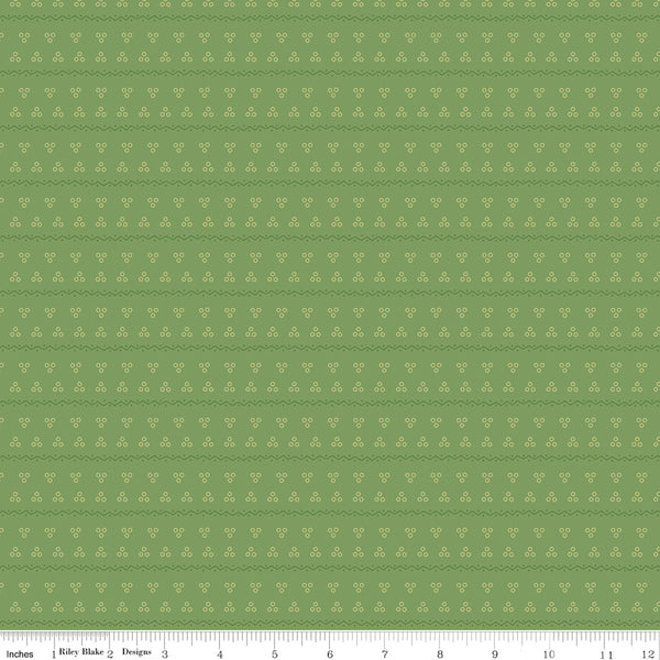 Gentler Times Fabric by Lori Holt for Riley Blake - Green Small Stripe Fabric