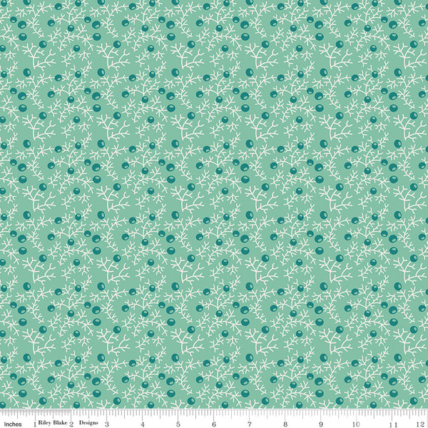 Gentler Times Fabric by Lori Holt for Riley Blake - Sea Glass Green Small Floral Fabric