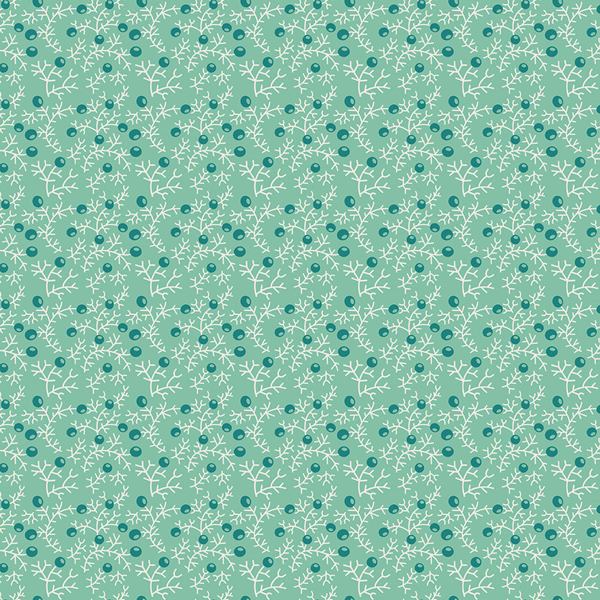 Gentler Times Fabric by Lori Holt for Riley Blake - Sea Glass Green Small Floral Fabric