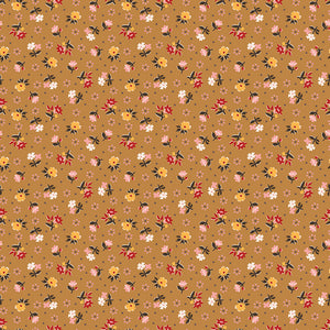Gentler Times Fabric by Lori Holt for Riley Blake - Butterscotch Small Floral Fabric