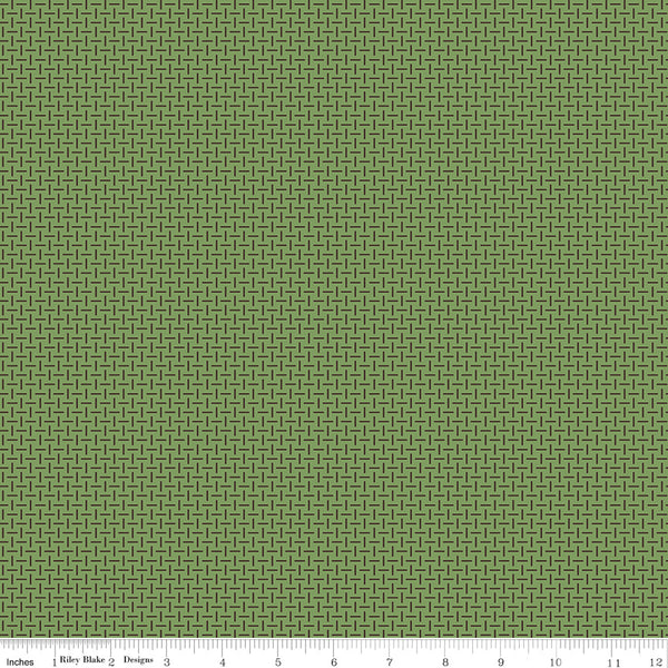 Gentler Times Fabric by Lori Holt for Riley Blake - Green Woven Look Fabric