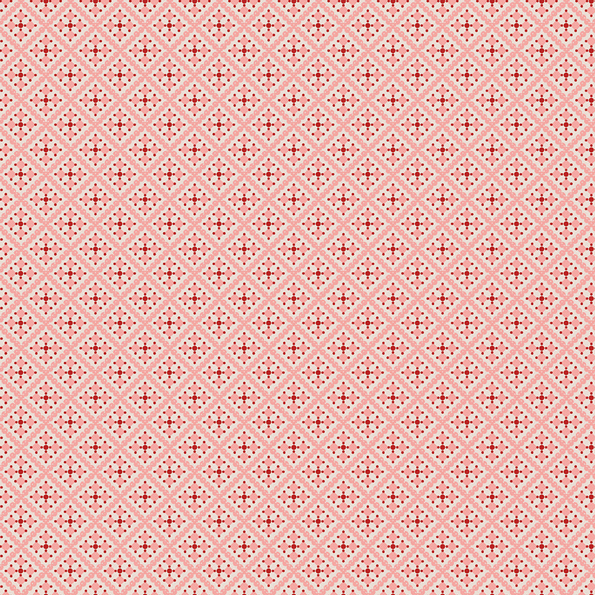 Gentler Times Fabric by Lori Holt for Riley Blake - Coral Pink Geometric Fabric