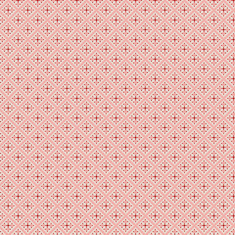 Gentler Times Fabric by Lori Holt for Riley Blake - Coral Pink Geometric Fabric