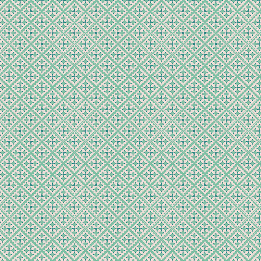 Gentler Times Fabric by Lori Holt for Riley Blake - Sea Glass Green Geometric Fabric