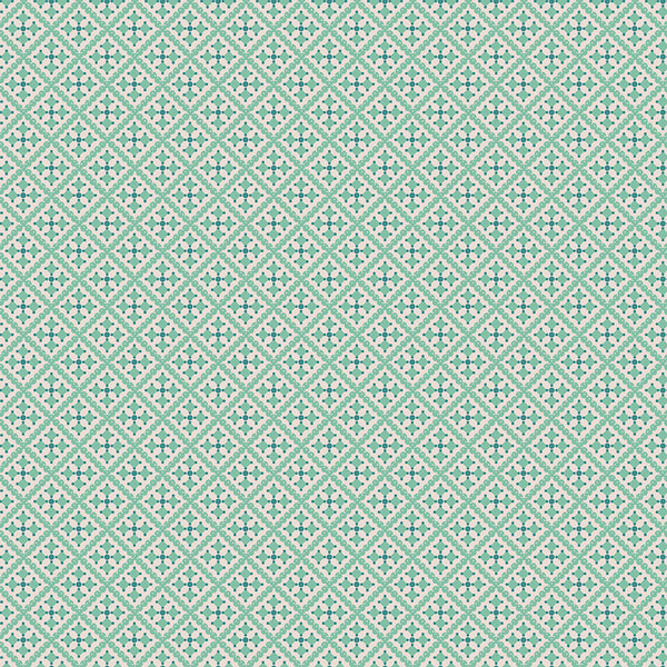 Gentler Times Fabric by Lori Holt for Riley Blake - Sea Glass Green Geometric Fabric