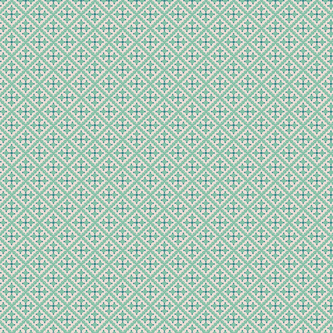 Gentler Times Fabric by Lori Holt for Riley Blake - Sea Glass Green Geometric Fabric