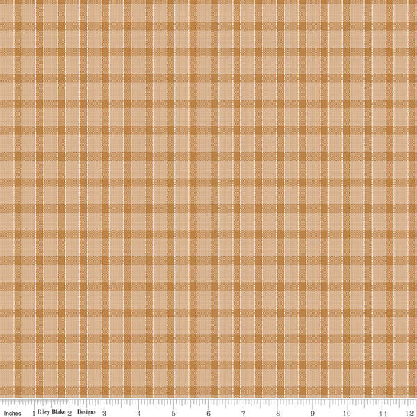 Gentler Times Fabric by Lori Holt for Riley Blake - Yellow Gold Plaid Fabric