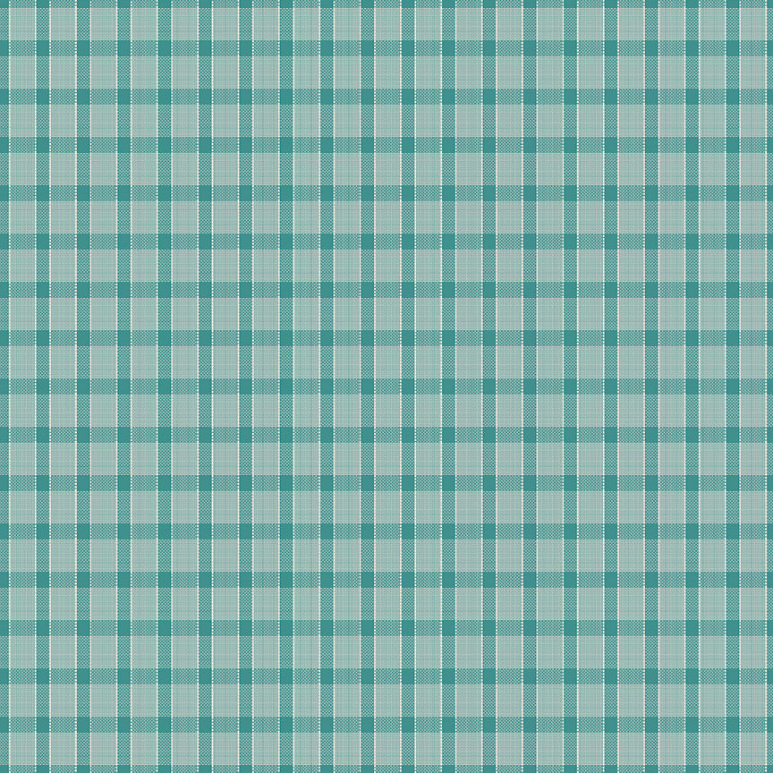 Gentler Times Fabric by Lori Holt for Riley Blake - Teal Green Plaid Fabric
