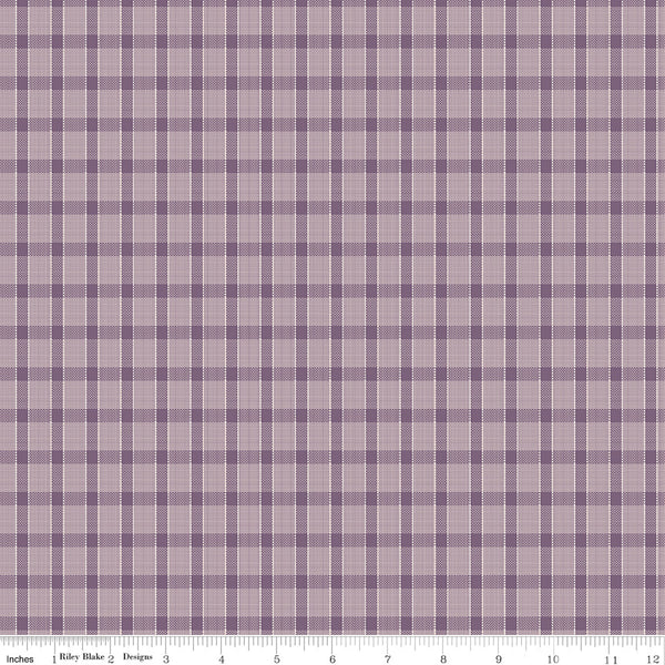 Gentler Times Fabric by Lori Holt for Riley Blake - Purple Plaid Fabric