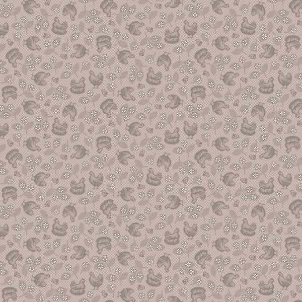 Farmer's Daughter Fabric by Lori Holt for Riley Blake - Gray Hens & Chicks Fabric