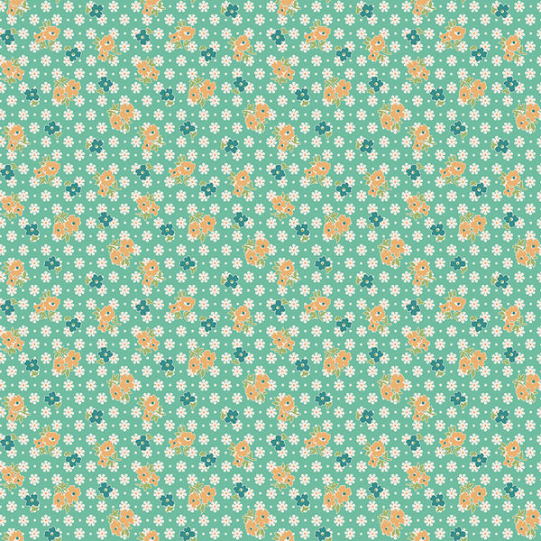 Farmer's Daughter Fabric by Lori Holt for Riley Blake - Green and Yellow Small Floral Fabric