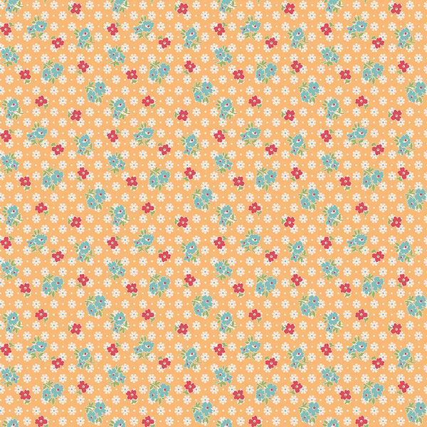 Farmer's Daughter Fabric by Lori Holt for Riley Blake - Yellow and Blue Small Floral Fabric