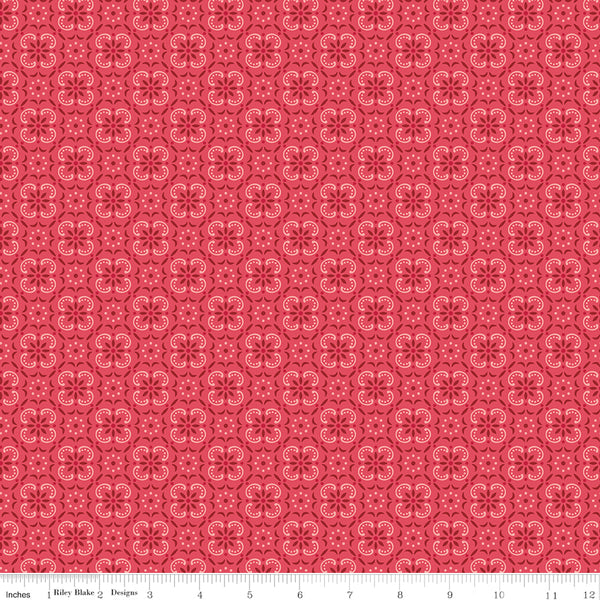 Farmer's Daughter Fabric by Lori Holt for Riley Blake - Tea Rose Pink Bandana Fabric