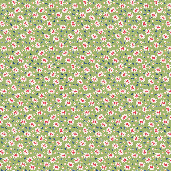 Farmer's Daughter Fabric by Lori Holt for Riley Blake - Green Small Floral Fabric