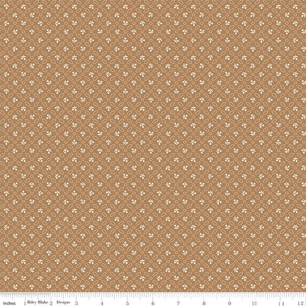 Farmer's Daughter Fabric by Lori Holt for Riley Blake - Brown Cherry Lattice Fabric