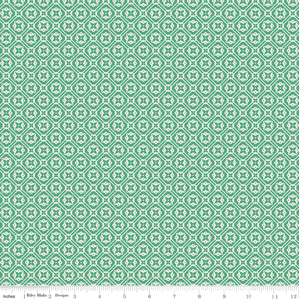 Farmer's Daughter Fabric by Lori Holt for Riley Blake - Alpine Green Small Diagonal Check Fabric